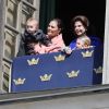 La princesse Victoria, le prince Oscar, la reine Silvia et la princesse Estelle - Célébration du 71e anniversaire du roi Carl XVI Gustaf de Suède à Stockholm le 30 avril 2017