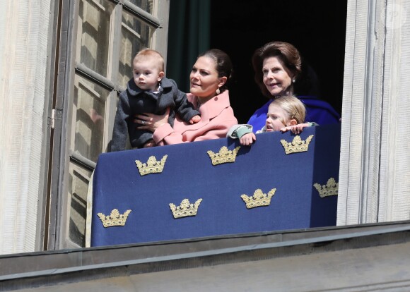 La princesse Victoria, le prince Oscar, la reine Silvia et la princesse Estelle - Célébration du 71e anniversaire du roi Carl XVI Gustaf de Suède à Stockholm le 30 avril 2017