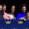 La princesse Victoria, le prince Oscar, la princesse Sofia,la reine Silvia et le prince Daniel avec la princesse Estelle - Célébration du 71ème anniversaire du roi C. Gustav de Suède à Stockholm le 30 avril 2017 30/04/2017 - Stockholm