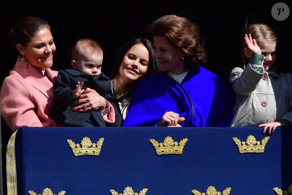 La princesse Victoria, le prince Oscar, la princesse Sofia, la reine Silvia, le prince Daniel et la princesse Estelle - Célébration du 71ème anniversaire du roi C. Gustav de Suède à Stockholm le 30 avril 2017 30/04/2017 - Stockholm