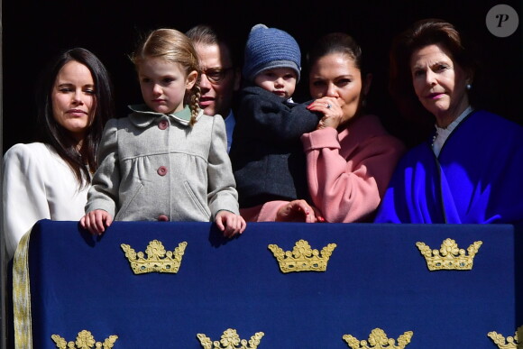 La princesse Victoria, le prince Oscar, la princesse Sofia, la reine Silvia, le prince Daniel et la princesse Estelle - Célébration du 71ème anniversaire du roi C. Gustav de Suède à Stockholm le 30 avril 2017 30/04/2017 - Stockholm