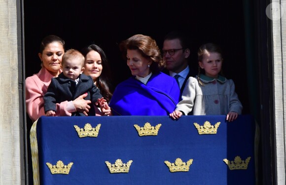 La princesse Victoria, le prince Oscar, la princesse Sofia, la reine Silvia, le prince Daniel et la princesse Estelle - Célébration du 71ème anniversaire du roi C. Gustav de Suède à Stockholm le 30 avril 2017 30/04/2017 - Stockholm
