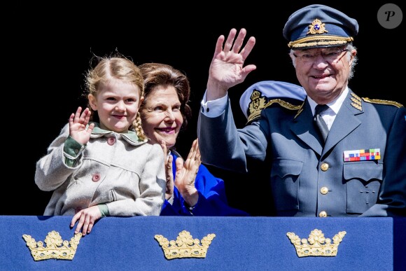 La reine Silvia, la princesse Estelle et le roi Carl Gustav - Célébration du 71ème anniversaire du roi Carl Gustav de Suède à Stockholm le 30 avril 2017 30/04/2017 - Stockholm