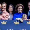 La princesse Victoria, le prince Oscar, la princesse Sofia, la reine Silvia, le prince Daniel et la princesse Estelle - Célébration du 71ème anniversaire du roi C. Gustav de Suède à Stockholm le 30 avril 2017 30/04/2017 - Stockholm