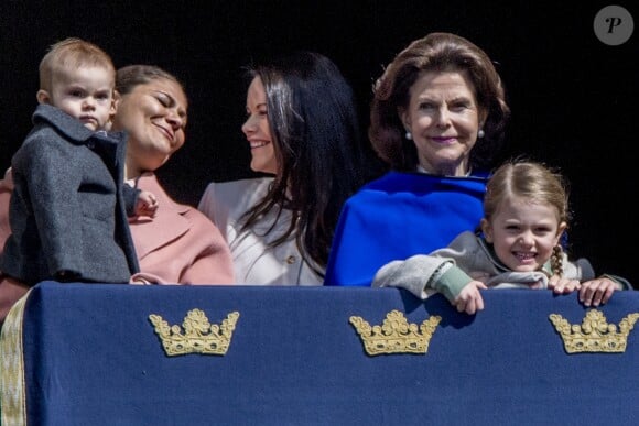 La princesse Victoria, le prince Oscar, la princesse Sofia, la reine Silvia et la princesse Estelle - Célébration du 71ème anniversaire du roi C. Gustav de Suède à Stockholm le 30 avril 2017 30/04/2017 - Stockholm