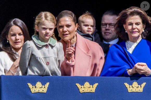 La princesse Victoria, le prince Oscar, la princesse Sofia, la reine Silvia, le prince Daniel et la princesse Estelle - Célébration du 71ème anniversaire du roi C. Gustav de Suède à Stockholm l 30 avril 2017 30/04/2017 - Stockholm
