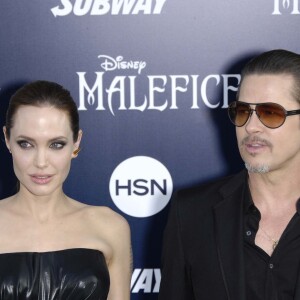 Angelina Jolie et Brad Pitt - Première du film Maleficient à Los Angeles, le 29 mai 2014. P