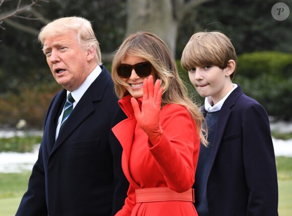 Donald, Melania et Barron Trump à la Maison Blanche. Washington, le 17 mars 2017.