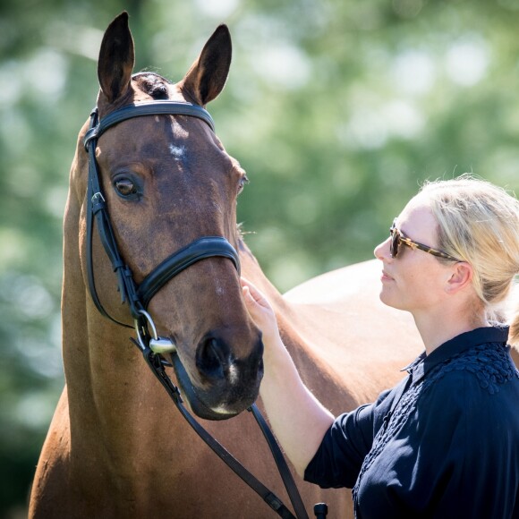 Zara Tindall-Phillips avec High Kingdom lors d'un événement équestre sponsorisé par Rolex à Lexington dans le Kentucky, aux Etats-Unis, le 26 avril 2017.