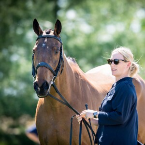 Zara Tindall-Phillips avec High Kingdom lors d'un événement équestre sponsorisé par Rolex à Lexington dans le Kentucky, aux Etats-Unis, le 26 avril 2017.