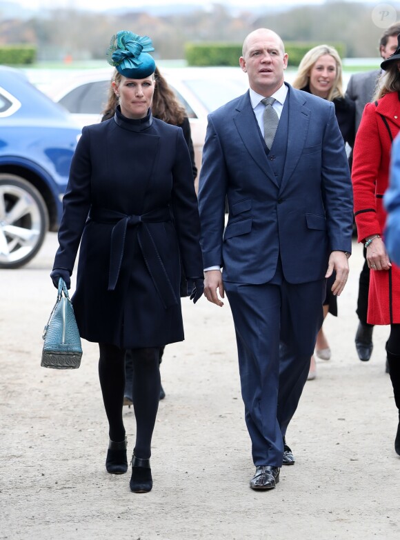 Zara Tindall (Phillips) et son mari Mike Tindall à l'ouverture du festival de Cheltenham le 14 mars 2017