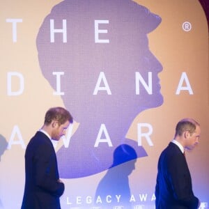 Le prince William, duc de Cambridge et le prince Harry lors de la remise des prix du "The Diana award" à Londres le 18 mai 2017