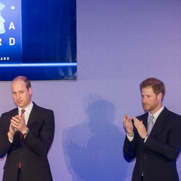 Le prince William, duc de Cambridge et le prince Harry lors de la remise des prix du "The Diana award" à Londres le 18 mai 2017