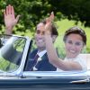 Pippa Middleton et son mari James Matthews dans une Jaguar Type E cabriolet - Mariage de Pippa Middleton et James Matthews, en l'église St Mark, à Englefield, Berkshire, Royaume Uni, le 20 mai 2017.
