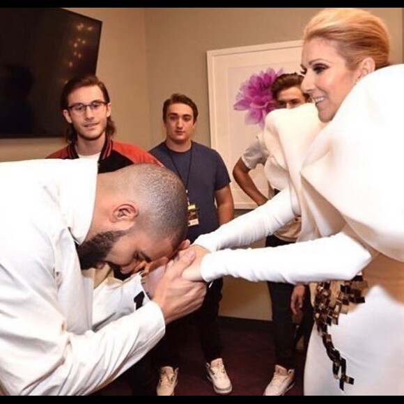 Céline Dion, René-Charles et Drake dans les coulisses des Billboard Music Awards, à Las Vegas, le 21 mai 2017