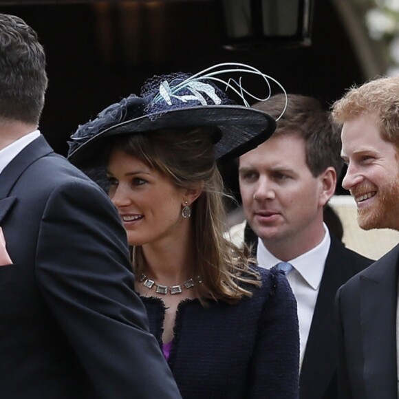 Le prince Harry a assisté le 20 mai 2017 au mariage de Pippa Middleton et James Matthews à l'église St Mark d'Englefield sans sa compagne Meghan Markle, qui attendait à Englefield House non loin de là et a ensuite pris part avec lui à la fête chez les Middleton, à Bucklebury.