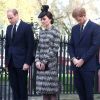 Le prince William, duc de Cambridge, et Kate Catherine Middleton, duchesse de Cambridge, le prince Harry - Hommage aux victimes de l'attentat de Londres à l'abbaye de Westminster à Londres. Le 5 avril 2017