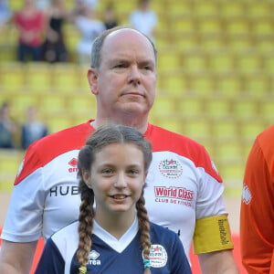 Le prince Albert de Monaco - Traditionnel match de football caritatif opposant l'A.S. Star Team for Children à l'Association Mondiale des Pilotes de F1, au stade Louis II, à Monaco, le 23 mai 2017. © Michael Alesi/Bestimage