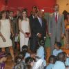 Le roi Felipe VI et la reine Letizia d'espagne reçoivent le président portugais Marcelo Rebelo de Sousa à l'occasion de l'inauguration du salon du livre à Madrid le 26 mai 2017