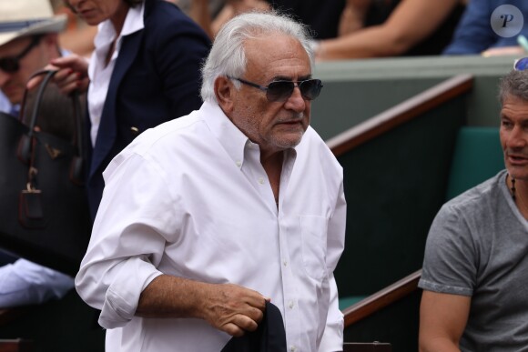 Dominique Strauss-Kahn dans les tribunes de Roland-Garros à Paris. Le 30 mai 2017.