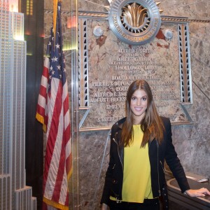 Iris Mittenaere, Miss France 2016 et Miss Univers visite l'Empire State Building à New York le 25 avril 2017. © Bryan Smith via ZUMA Wire / Bestimage