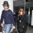 Jessica Chastain et son petit-ami Gian Luca Passi arrivent à l'aéroport de Los Angeles, le 8 janvier 2015.