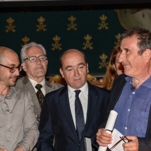 Michel Valensi, Joseph Cohen, Jean-Sébastien Gérondeau (DG Montblanc France), Charlotte Casiraghi - Cérémonie de clôture des "Rencontres Philosophiques de Monaco" au Musée Océanographique à Monaco, le 8 juin 2017. Christian Alminana/Montblanc via Bestimage 