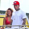 Chris Brown fait la promotion de son dernier album "X" accompagné de sa petite amie Karrueche Tran à Los Angeles le 16 septembre 2014.