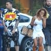 Exclusif - Chris Brown, sa compagne Karrueche et leurs amis quittent l'hôtel SLS à Beverly Hills. Le 20 juin 2014