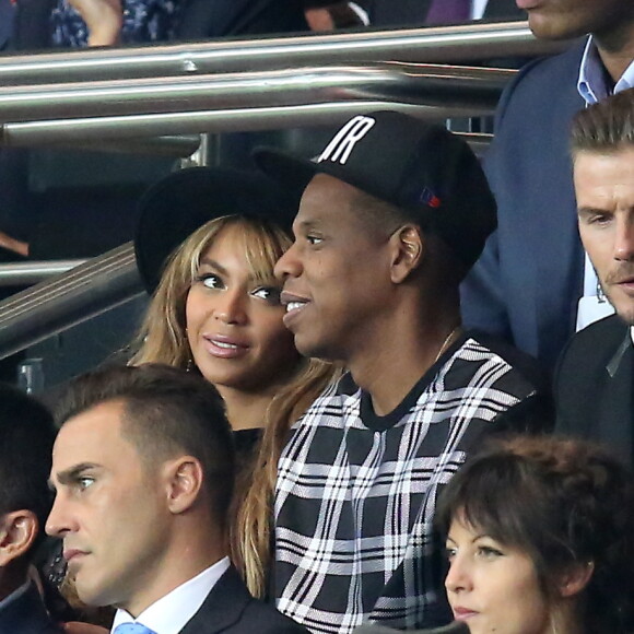 Beyonce, Jay-Z, Fabio Cannavaro - People assistent au match PSG-Barcelone de la Ligue des Champions 2014 au parc des princes à Paris le 30 septembre 2014.