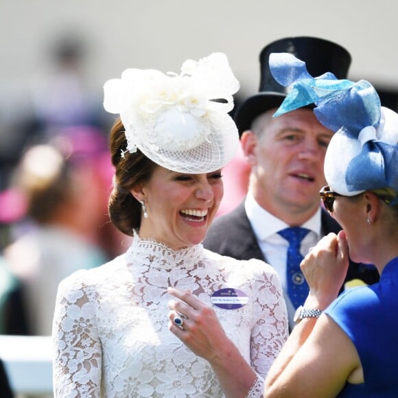 Catherine (Kate) Middleton, duchesse de Cambridge, le prince William, duc de Cambridge, Zara Phillips (Zara Tindall), Mike Tindall - La famille royale d'Angleterre lors de la première journée des courses hippiques "Royal Ascot" le 20 juin 2017.