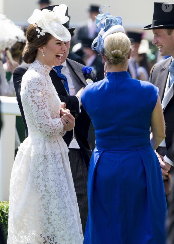 Catherine (Kate) Middleton, duchesse de Cambridge, Zara Phillips (Zara Tindall), le prince William, duc de Cambridge - La famille royale d'Angleterre lors de la première journée des courses hippiques "Royal Ascot" le 20 juin 2017.