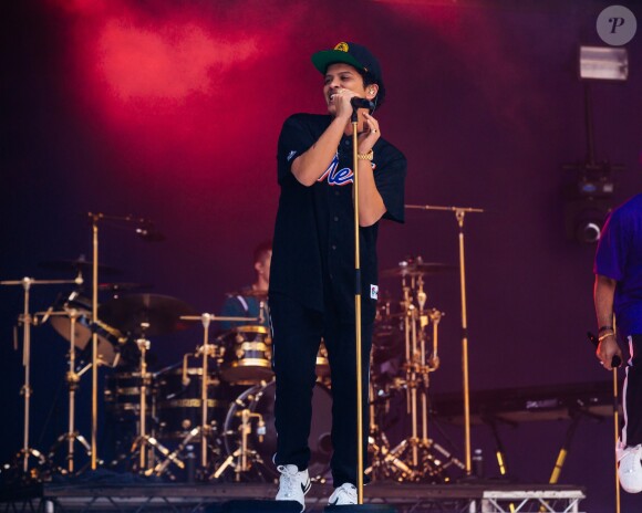 Bruno Mars en concert au Wembley Stadium, Londres, le 10 juin 2017.