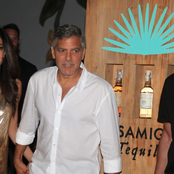 George Clooney et sa femme Amal Alamuddin Clooney, Rande Gerber - Soirée de lancement de la marque de téquila "Casamigos" à l'hôtel Ushuaïa Ibiza Beach à Ibiza, le 23 août 2015.