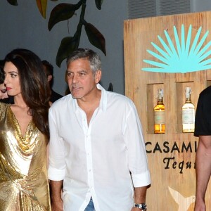 George Clooney et sa femme Amal Alamuddin Clooney, Cindy Crawford et son mari Rande Gerber - Soirée de lancement de la marque de téquila "Casamigos" à Ibiza, le 23 août 2015.