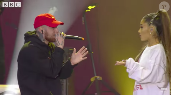 Mac Miller et Ariana Grande sur la scène du concert "One Love Manchester" le 4 juin 2017 à Manchester