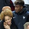 Kingsley Coman et sa compagne Sephora - Les joueurs retrouvent leur famille dans les tribunes à la fin du match de quart de finale de l'UEFA Euro 2016 France-Islande au Stade de France à Saint-Denis le 3 juillet 2016. © Cyril Moreau / Bestimage