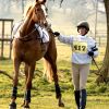 Zara Phillips et son cheval Toytown en avril 2002 lors d'un concours à Grantaham. Toytown est mort à l'âge de 24 ans le 27 juin 2017.
