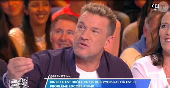 Benjamin Castaldi répond à la polémique sur sa pub avec Loana jugée "grossophobe" et "sexiste", dans Touche pas à mon poste (C8) le 29 juin 2017.