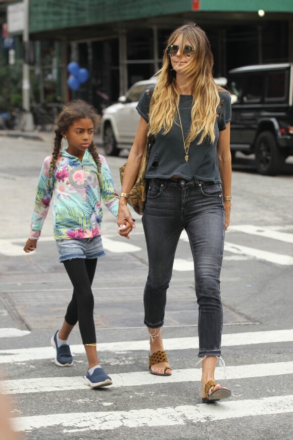 Heidi Klum et sa fille Lou à New York, le 29 juin 2017.