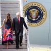 Le président Donald Trump et sa femme Melania arrivent à l'aéroport de Hambourg accueillis par Olaf Scholz à bord de Air Force One, le 6 juillet 2017 pour assister au G20. © Future-Image via ZUMA Press/Bestimage