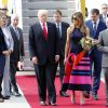 Le président Donald Trump et sa femme Melania arrivent à l'aéroport de Hambourg accueillis par Olaf Scholz à bord de Air Force One, le 6 juillet 2017 pour assister au G20. © Future-Image via ZUMA Press/Bestimage