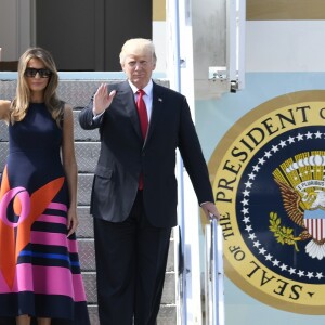 Le président Donald Trump et sa femme Melania arrivent à l'aéroport de Hambourg à bord de Air Force One le 6 juillet 2017. © Future-Image via ZUMA Press / Bestimage