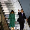 Donald Trump et sa femme Melania arrivent à l'aéroport de Varsovie. Le président des Etats-Unis a accepté l'invitation du président de Pologne, avant de se rendre à la réunion du G20 en Allemagne. Le 5 juillet 2017.