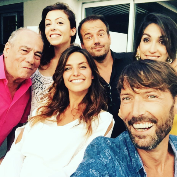 Laëtitia Milot et ses amis de "Plus belle la vie", le 9 juillet 2017 dans le sud de la France.