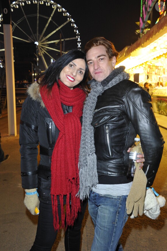 Ludovic Chancel et sa compagne Sylvie à l'inauguration de la 50eme édition de la Foire du Trône à Paris. Le 29 mars 2013.