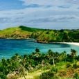 Denis Brogniart aux île Fidji pour le tournage de la nouvelle saison de "Koh-Lanta". Avril-mai 2017.