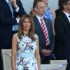 Melania Trump lors du défilé du 14 juillet (fête nationale), place de la Concorde, à Paris, le 14 juillet 2017, avec comme invité d'honneur le président des Etats-Unis. © Dominique Jacovides/Bestimage