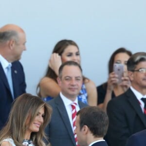 Melania Trump, son mari le président des Etats-Unis Donald Trump, le président de la République Emmanuel Macron et les membres du gouvernement lors du défilé du 14 juillet (fête nationale), place de la Concorde, à Paris, le 14 juillet 2017, avec comme invité d'honneur le président des Etats-Unis. © Dominique Jacovides/Bestimage