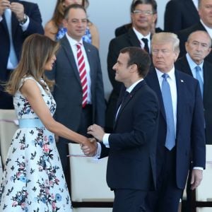 Melania Trump, son mari le président des Etats-Unis Donald Trump, le président de la République Emmanuel Macron et les membres du gouvernement lors du défilé du 14 juillet (fête nationale), place de la Concorde, à Paris, le 14 juillet 2017, avec comme invité d'honneur le président des Etats-Unis. © Dominique Jacovides/Bestimage